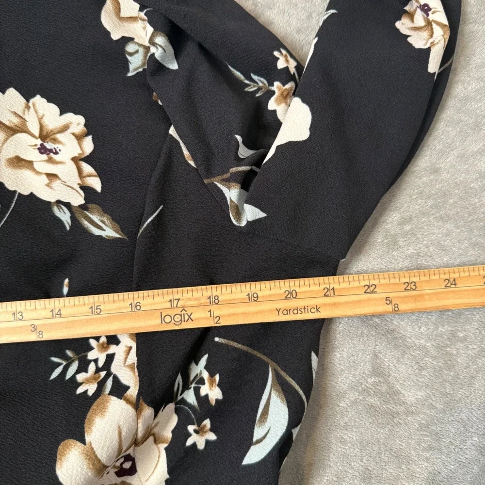 Black Floral Waterfall Blazer Jacket Size 1X Open‎ Front Drape Dark Romance
